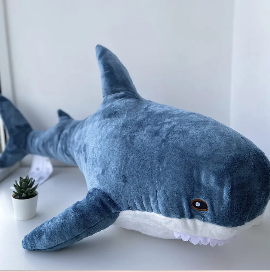 Якісна іграшка-подушка Акула Ікеа 100 см Синя