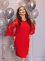 Нарядна жіноча сукня з гіпюровими 3/4 рукавами вільного крою з 50 по 60 розмір