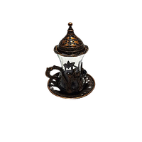 Турецкий стакан Армуды с лукумницей для чая и кофе. Медь 120 мл(YP)