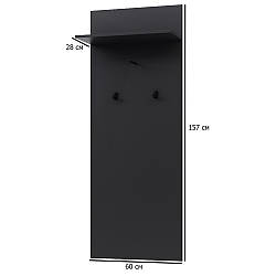 Настінна вішалка з полицею Амбре 60 см кольору антрацит у передпокій