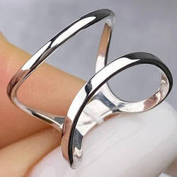 Срібне кільце родоване подвійе без каменів РН-591