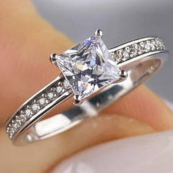 Срібне кільце родоване з фіанітами РН-592