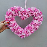 Рожеве серце з рожевих троянд  на Дня Святого Валентина, декор весілля, весільної церемонії, фото 2