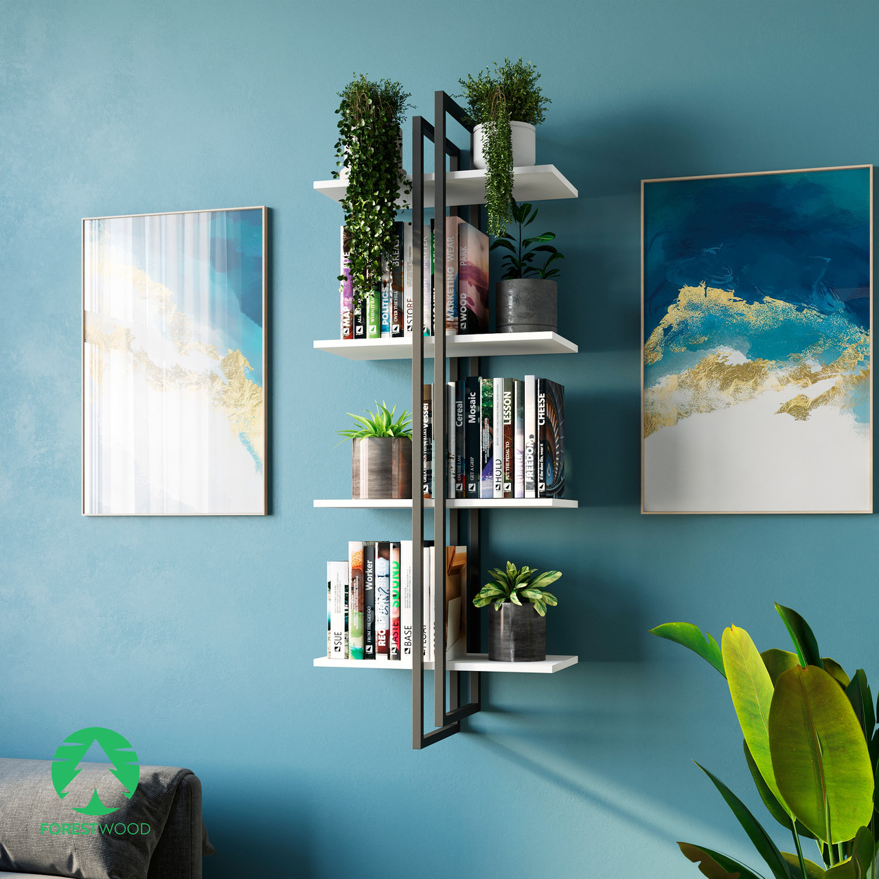 Настінна полиця для книг в стилі LOFT