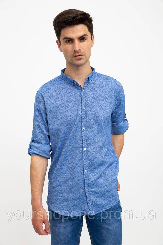 Стильная мужская рубашка, голубая с принтом, 511F016 - фото 1 - id-p2063311233