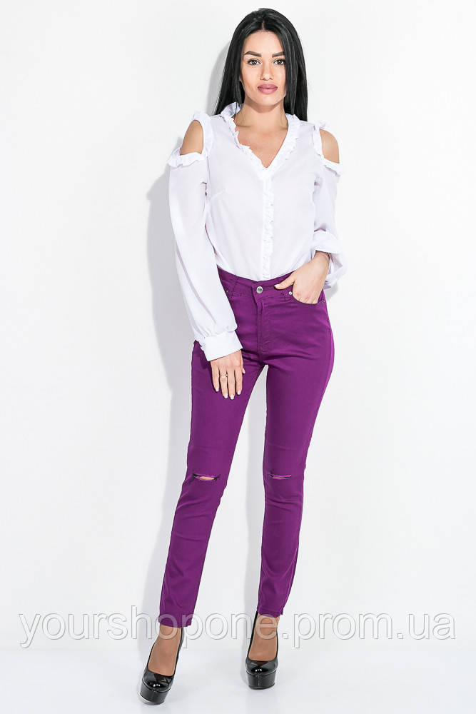 Летние женские брюки скинни, фиолетового цвета, 282F007 - фото 2 - id-p2063311240