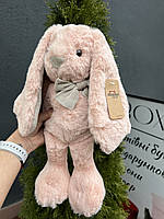 Кролик с бантиком игрушка кролик зайчик плюшевый пудровый с серым dopaodoll