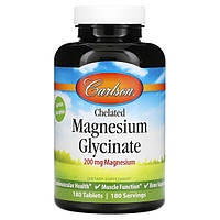 Carlson Labs, Chelated Magnesium Glycinate 200 мг (180 таб.), хелатный магний