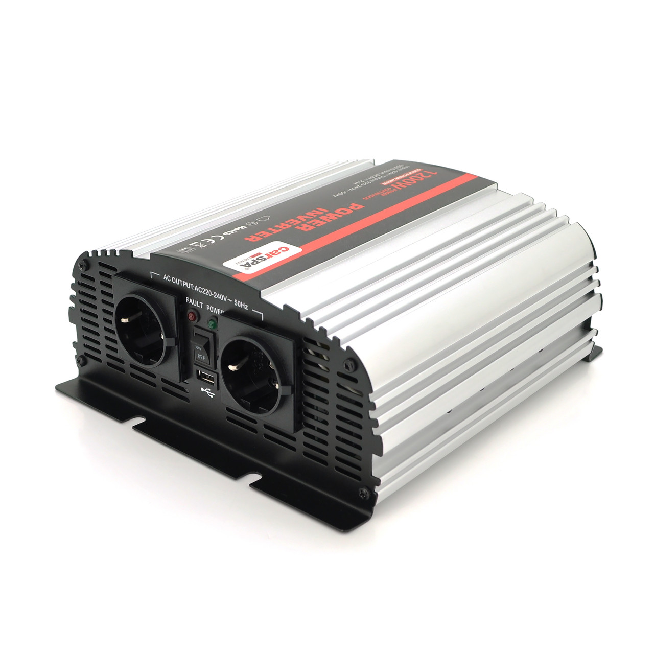 Інвертор напруги Carspa-1200-122 (1200 Вт), 12/220 V, approximated, 1Shuko, USB, клеми, Box Q4