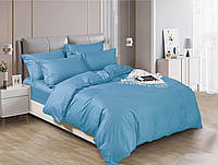 Комплект постельного белья Наша Швейка Сатин Premium+ Голубой однотонный Евро 200х220 см