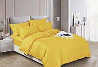 Комплект постельного белья Наша Швейка Сатин Premium+ (простынь на резинке) Желтый однотонный Евро 200х220 см