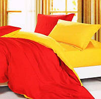 Комплект постельного белья Наша Швейка Сатин Premium+ Красный и желтый однотонный Евро 200х220 см