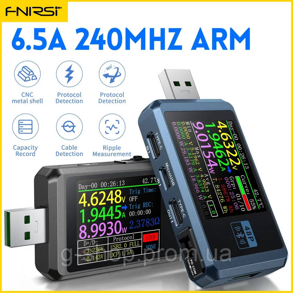 Fnirsi FNB48P USB тестер профессиональный Bluetooth - фото 1 - id-p2062378668