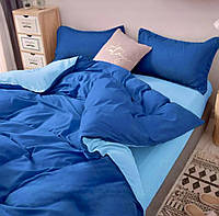 Комплект постельного белья Наша Швейка Сатин Premium+ Синий и голубой однотонный Евро 200х220 см