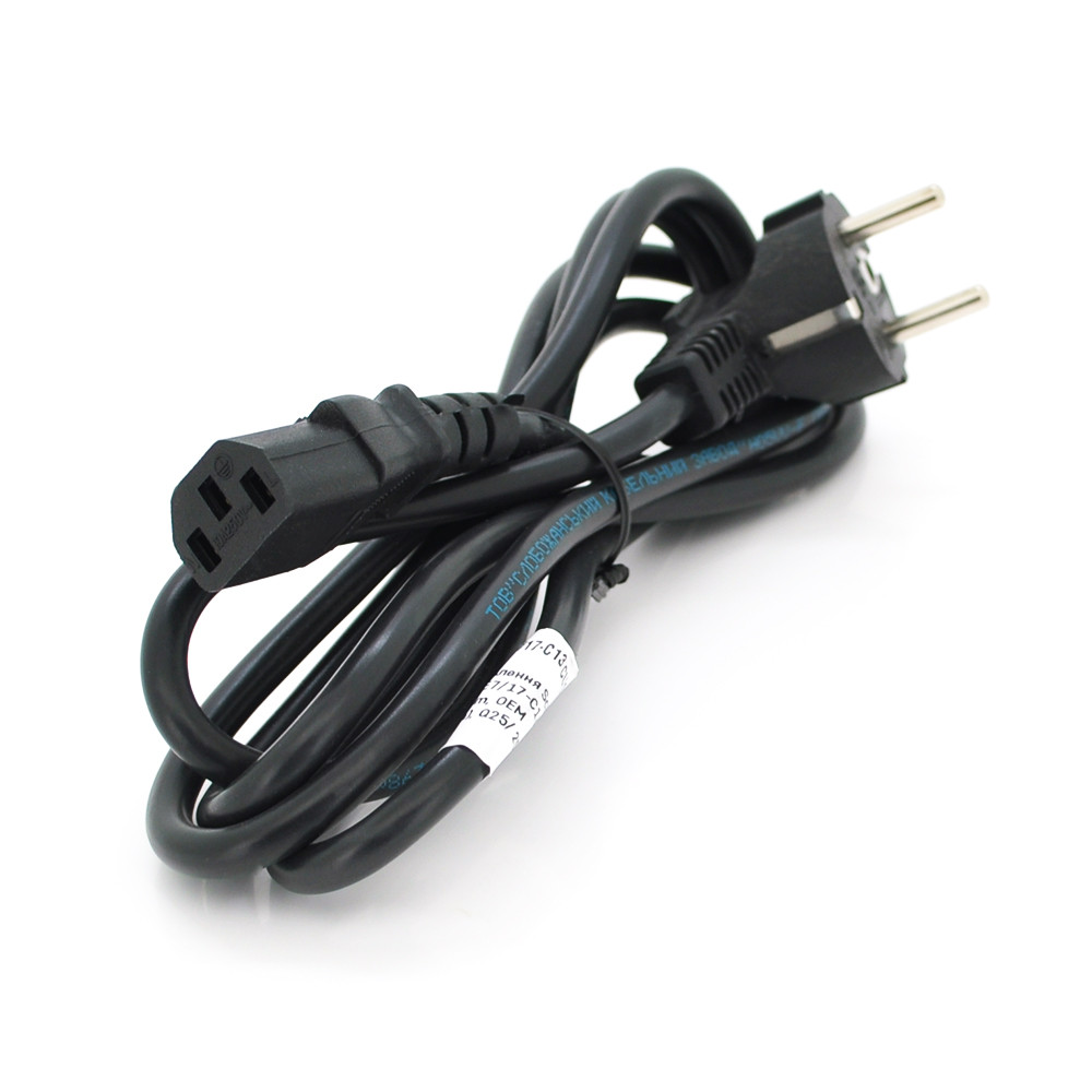 Кабель живлення Schuko PC-186 CEE7 / 17-C13, 1.8M, 1.0mm, OEM (євровилках) Q25 / 200 МЕДЬ !!!!!