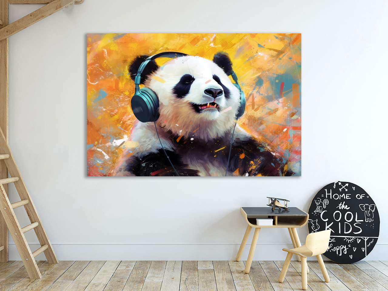 Картина на полотні велика дитяча "Пандочка", картини з дерев'яною рамою, фото 1