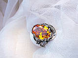 Ювелірне срібний перстень колір каменю шампань циркон, фото 4
