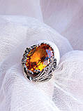 Ювелірне срібний перстень колір каменю шампань циркон, фото 2