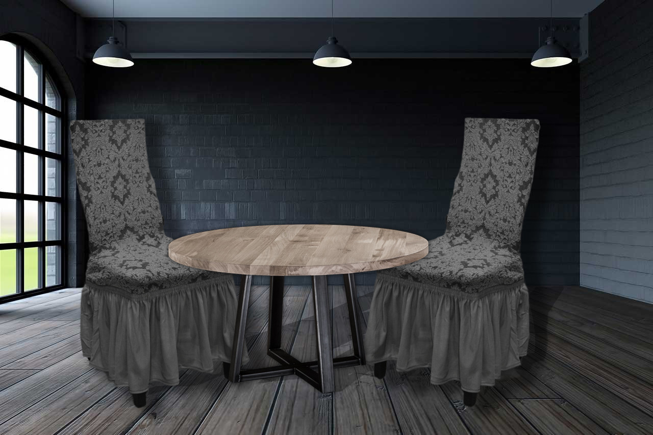 Турецькі Чохли на Стільці Жаккард зі спідницею Altinkoza Сірий 6 шт, фото 1