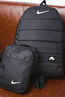 Комплект! Рюкзак спортивный, городской портфель Nike черный + Барсетка - сумка найк мужская черная