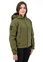 Тактическая женская куртка Eagle Soft Shell с флисом Green Olive
