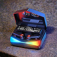 Ігрові bluetooth навушники для телефону з гарним мікрофоном та яскравим RGB підсвічуванням (потужний кейс 2000 мАг)