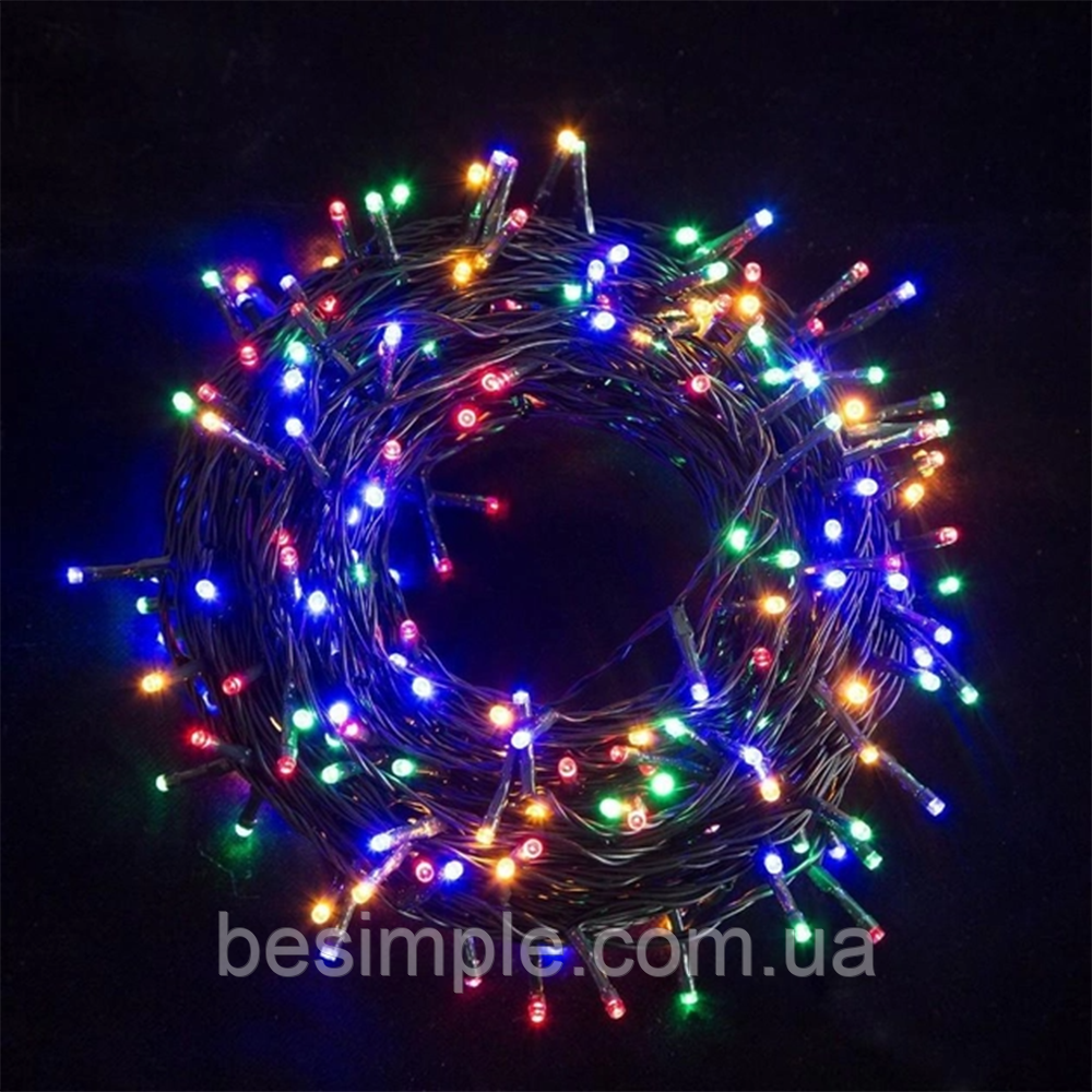 Гірлянда від мережі Нитка 28 м, 400 LED, RD-7136, Колір Мікс / Світлодіодна різнокольорова гірлянда
