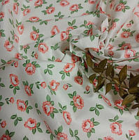 Тканина бавовна для рукоділля квітковий принт і зелені листочки 50 см/40 см