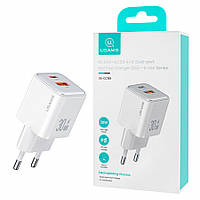 Сетевое зарядное устройство Usams US-CC189 PD30W+QC3.0 A+C Dual-port Fast Charger White