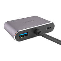 USB HUB Hoco HB30 Eco Type-C multi-function converter (HDTV+VGA+USB3.0+PD) Metal Gray