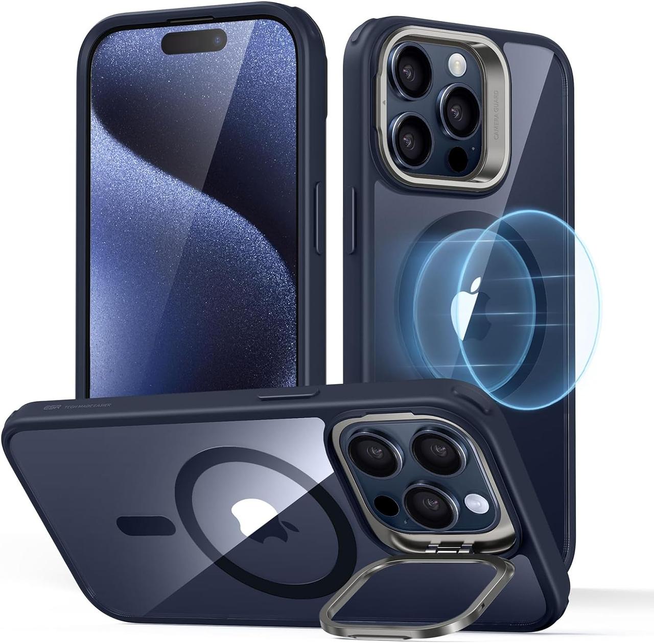 Чохол ESR Classic Kickstand With HaloLock Clear Dark Blue для iPhone 15 Pro Max