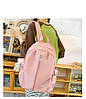 Рюкзак  рожевий з сумочками та пеналом в комплекті з брелком ведмедика, фото 4