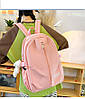 Рюкзак  рожевий з сумочками та пеналом в комплекті з брелком ведмедика, фото 5