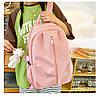 Рюкзак  рожевий з сумочками та пеналом в комплекті з брелком ведмедика, фото 6
