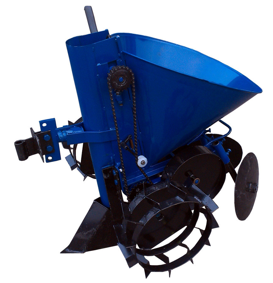 Картоплесаджалка мотоблочна Кентавр К-1Л (синя) з транспортувальними колесами