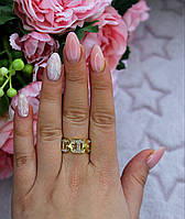 Жіноча каблучка зі стразами,колір жовте золото, розмір 18