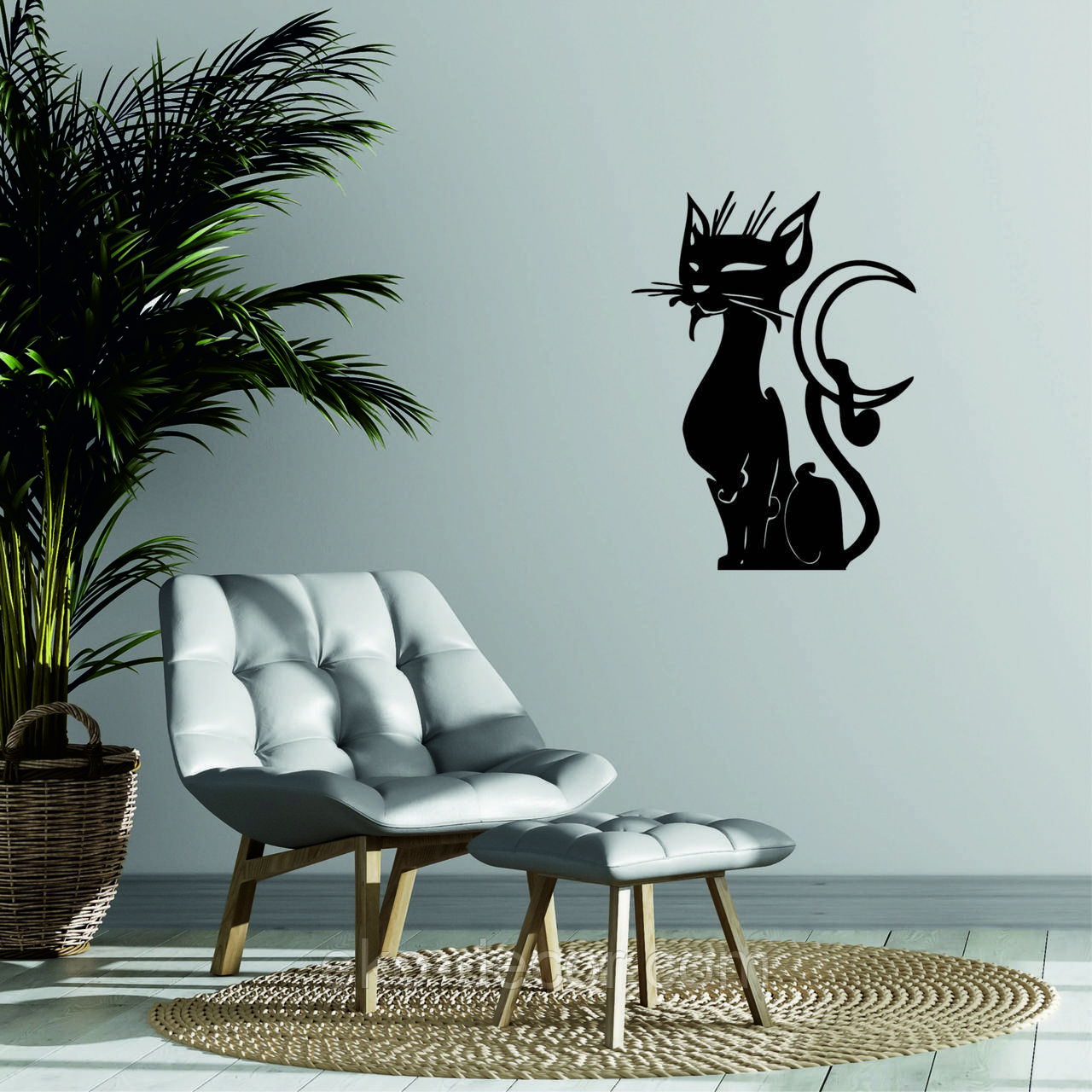 Декоративне настінне 3D Панно «Кіт» Декор на стіну з об'ємом, фото 1