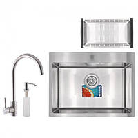 Мийка кухонна врізна 6045-200x1.0-PVD SATIN, (мийка + змішувач + диспенсер + сушарка для посуду)