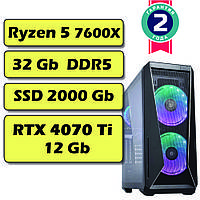 Игровой компьютер / ПК AMD Ryzen 5 7600X (6 x 5.3 GHz) / 32Gb DDR 5 / SSD 1000 Gb / RTX 4070 Ti 12Gb