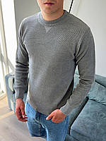Кофта мужская классическая стильный свитер Турция светло-серый