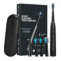 Електрична зубна щітка звукова Seago, чорна доросла світло-щітка 5 насадок таймер
