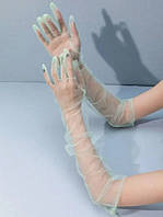 Фатиновые длинные перчатки однотонные