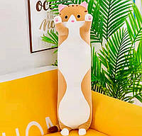 Іграшка кіт-батон плюшевий для дітей рижий, м'ягка іграшка кіт великий 70 см з плямками з плюшу