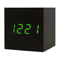 Часы электронные с подсветкой деревянный куб Настольные часы от сети Wooden Watch VST