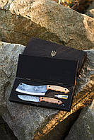 Набор туристических ножей ручной работы в коробке с трезубцем, 1200 г