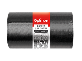 Пакети для сміття п/е  35л/100шт чорні ХД 45*54см OPTIMUM 25/ящ