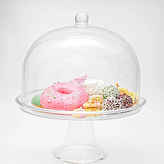 Підставка для торта на ніжці акрил 34.5*34.5*37 Тортівниця з кришкою Підставка для кексів Підставка для цукерок