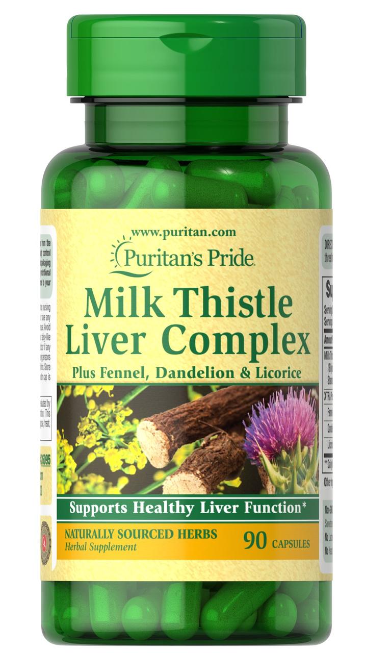 Розторопша, комплекс для печінки, Milk Thistle Liver Complex, Puritan's Pride, 90 капсул, знижка