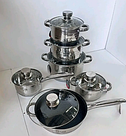 КНабор посуды нержавеющая сталь, набор кастрюль и сковорода для индукции, кастрюли с нержавейкой