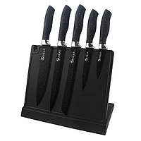 Ножи кухонные, набор ножей из 6 предметов UNIQUE UN-1841-KS, ножи для кухни с магнитной стойкой и точилкой